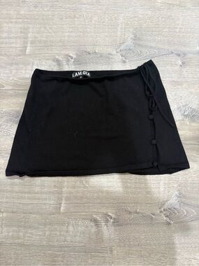 I.AM.GIA Black Mini Skirt with Side Tie and Button Detail